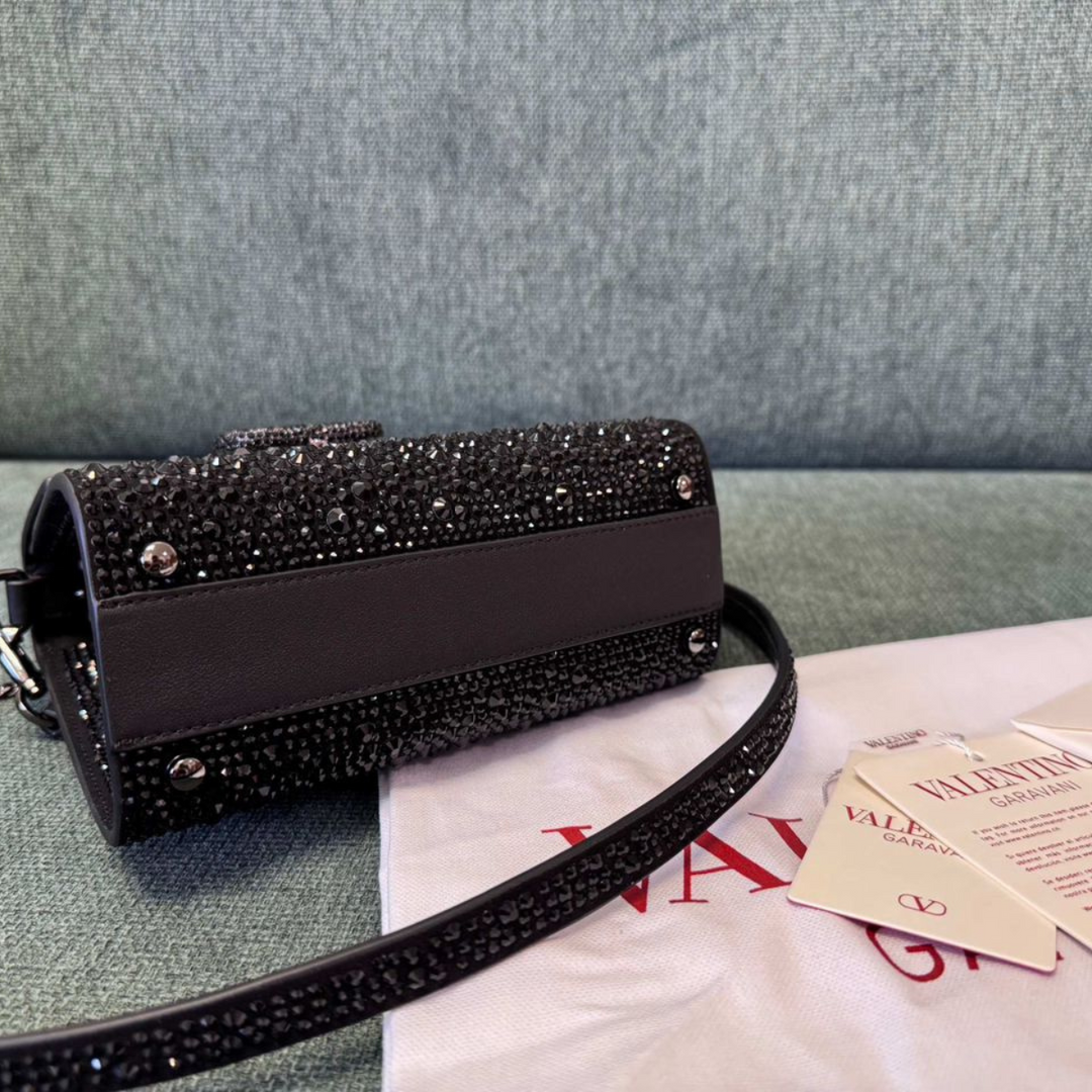 VALENTINO GARAVANI VSLING MINI BAG WITH CRYSTALS IN BLACK