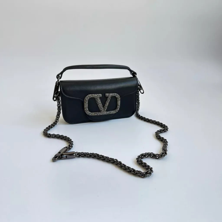 VALENTINO GARAVANI LOCÒ SMALL SHOULDER BAG WITH JEWEL LOGO