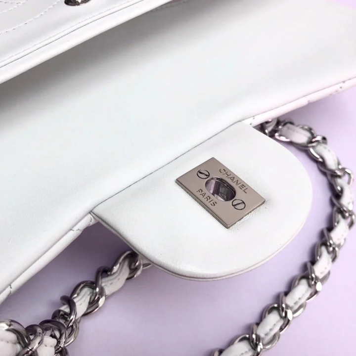 CHANEL CLASSIC SINGLE FLAP BAG OFF WHITE