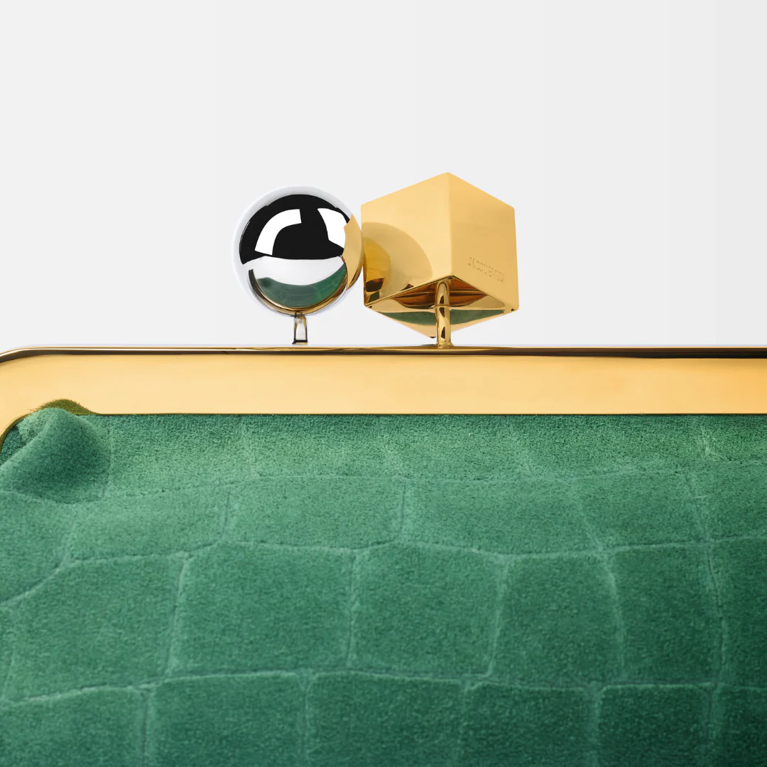 JACQUEMUS LE SALON SUEDE CLUTCH WITH CROCODILE-EFFECT