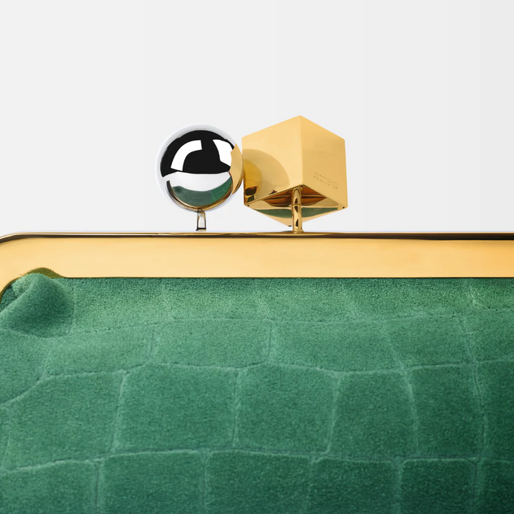 JACQUEMUS LE SALON SUEDE CLUTCH WITH CROCODILE-EFFECT