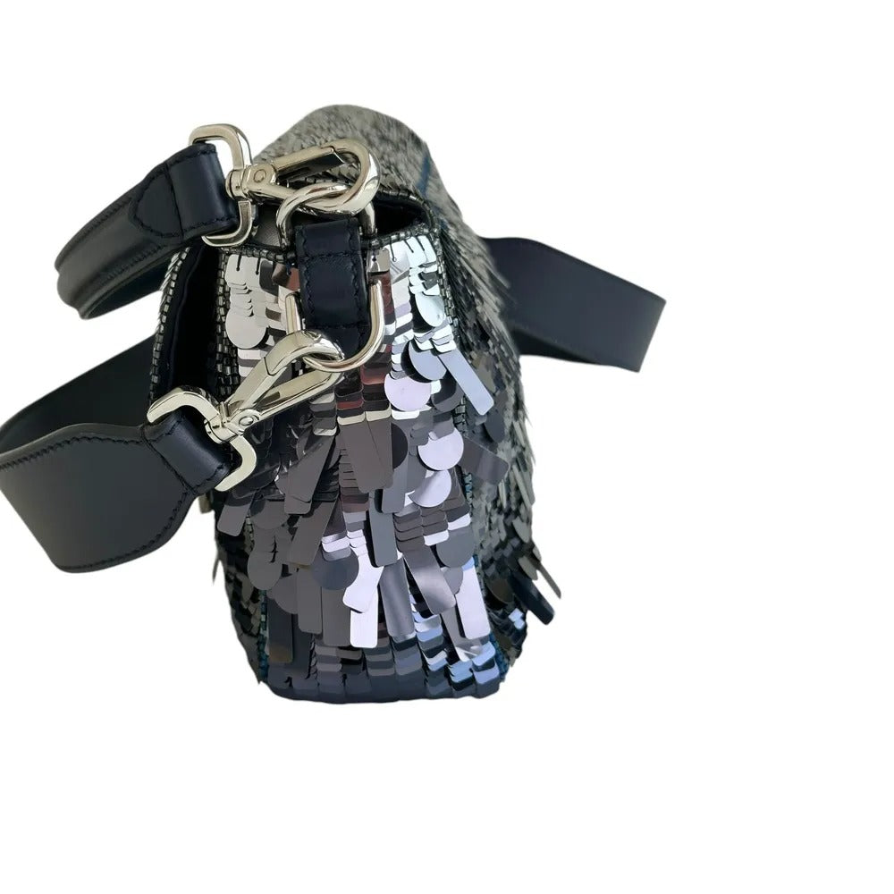 FENDI BAGUETTE BAG IN BLUE SEQUINS AND LEATHER